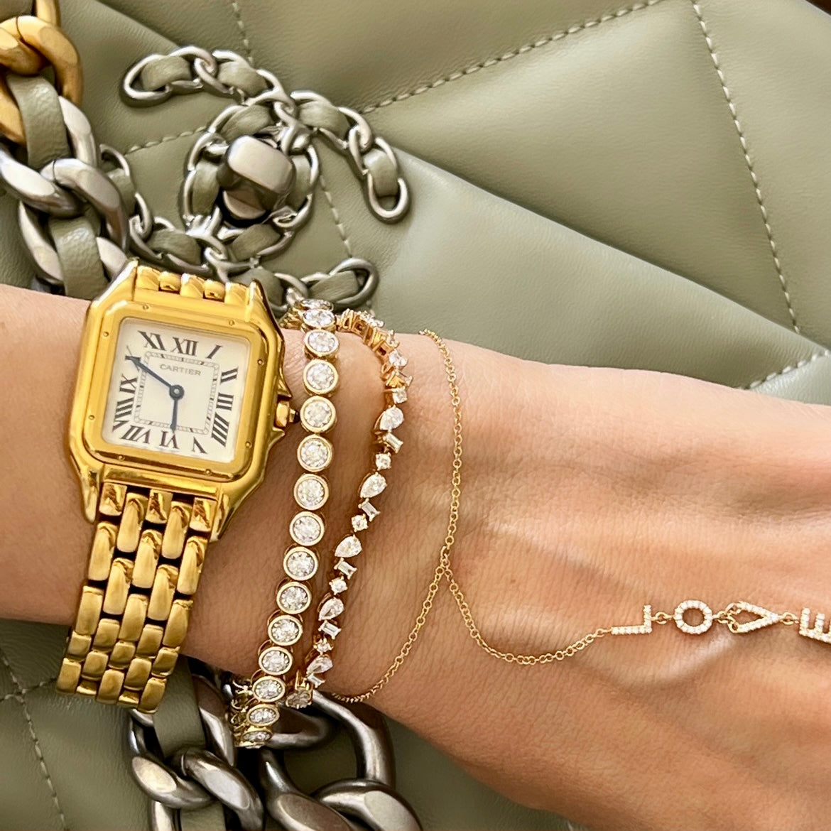 14KT Gold Diamond The Line Bezel Set Tennis Bracelet