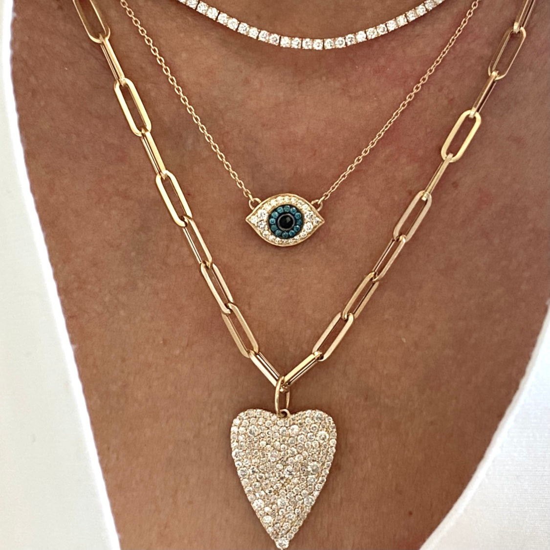 14KT Gold Diamond Aryna Evil Eye Necklace