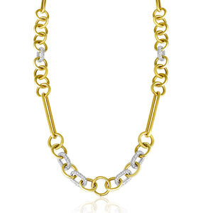 14KT Gold Diamond Oversized Mixed Clip Chain Necklace
