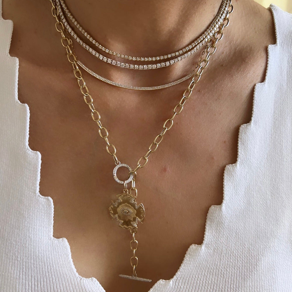 14KT Gold Diamond Emmy Toggle Chain Necklace