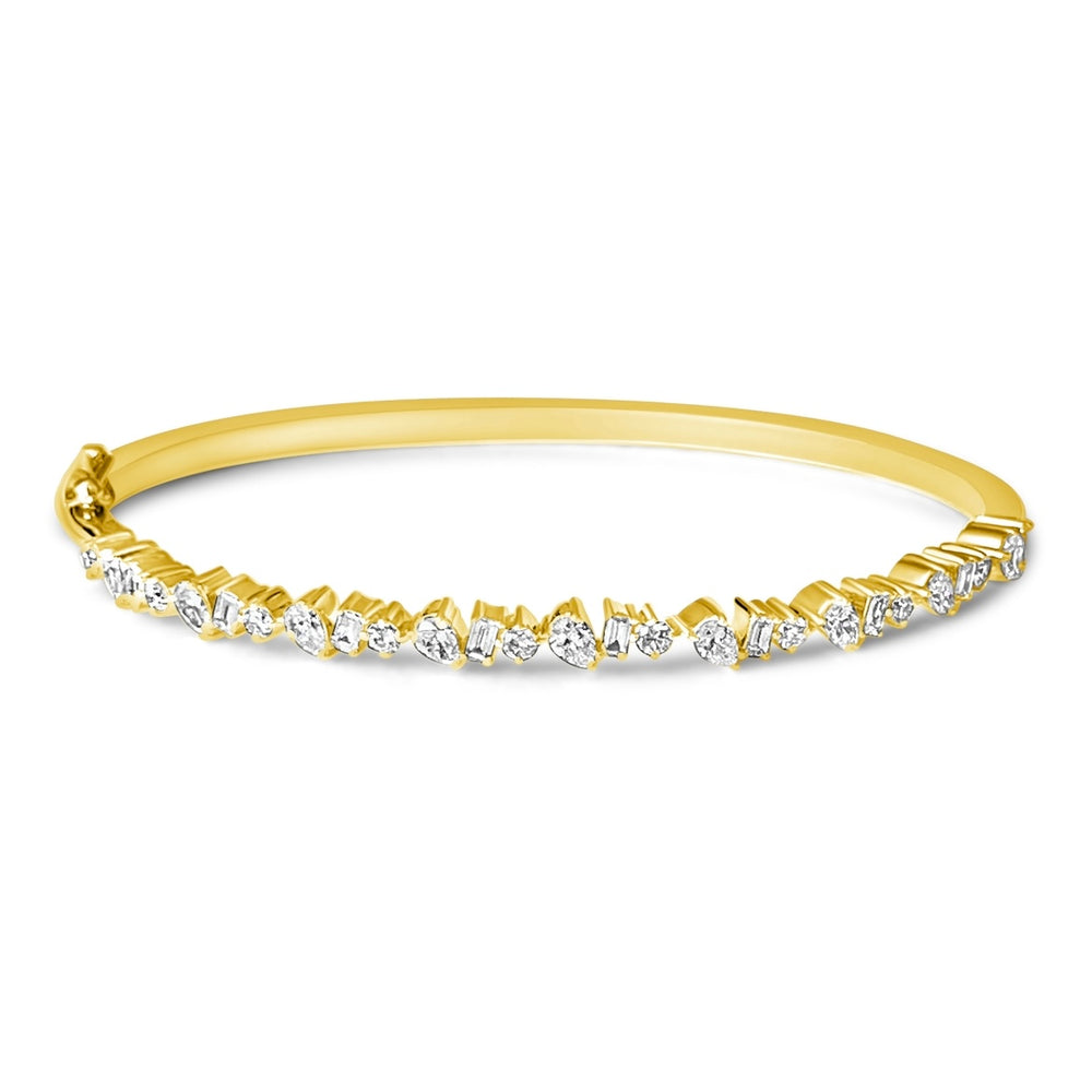 14KT Gold Mixed Shaped Diamond Bangle Bracelet