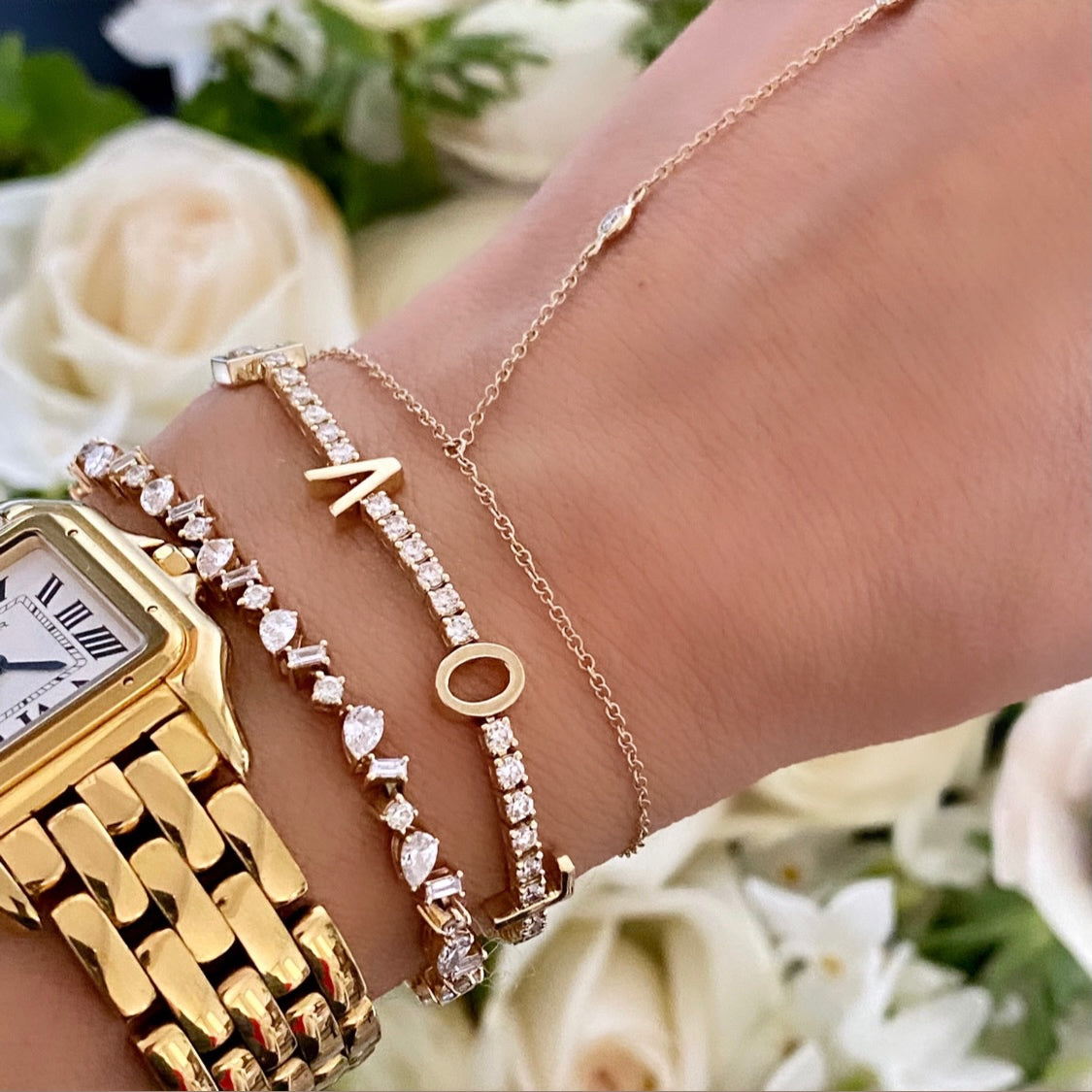 14KT Gold Multi Shaped Diamond Luxe Tennis Bracelet