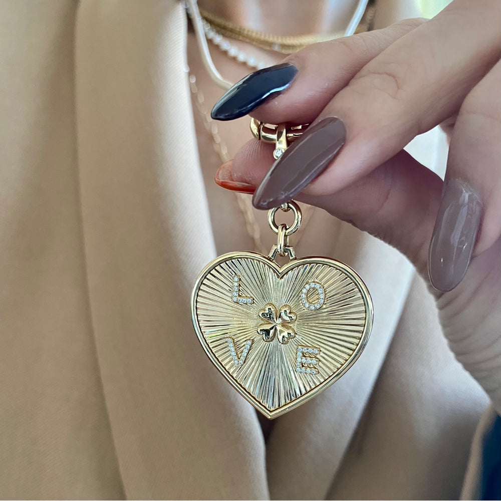 14KT Gold Diamond Madisyn Large Heart Pendant Charm