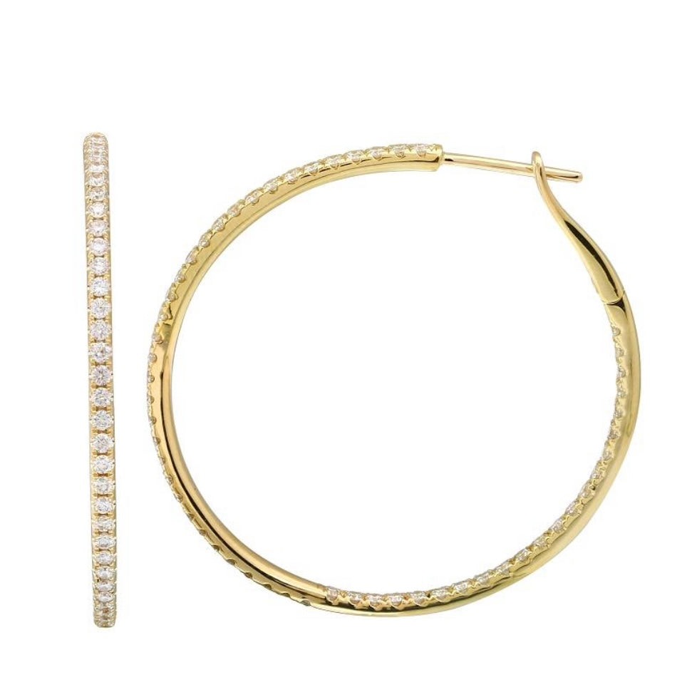 14KT Gold Diamond Initial Hoop Earrings – DilaraSaatci