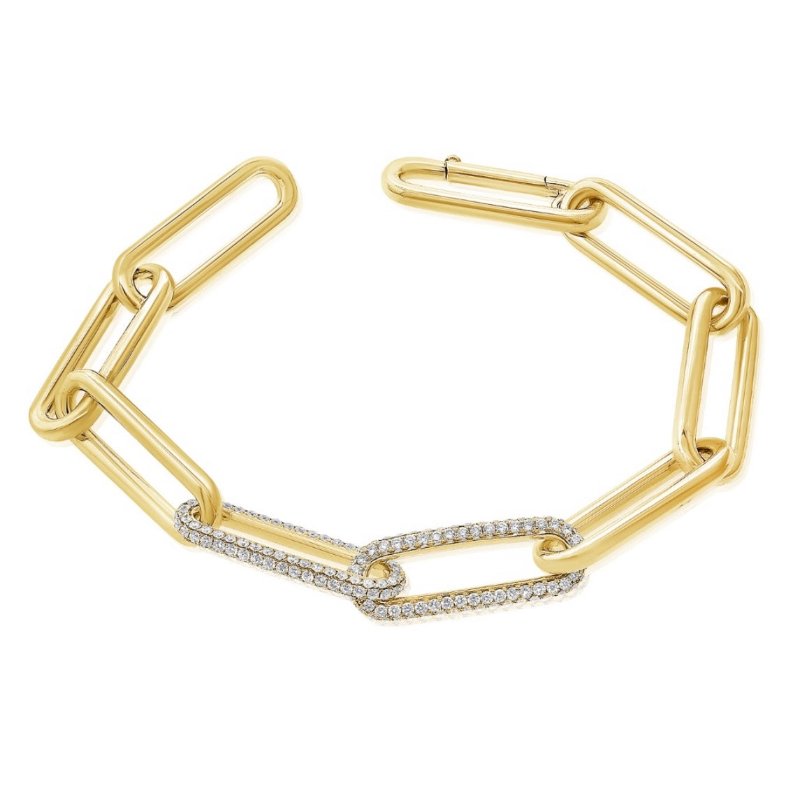 14KT Solid 14KT Gold Diamond Luxe Sobia Link Bracelet