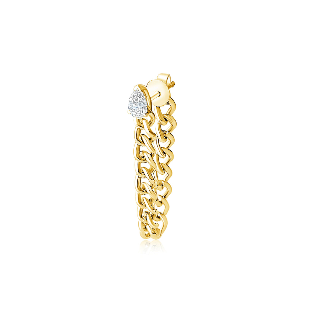 14KT Gold Diamond Pear Diamond Chain Earrings