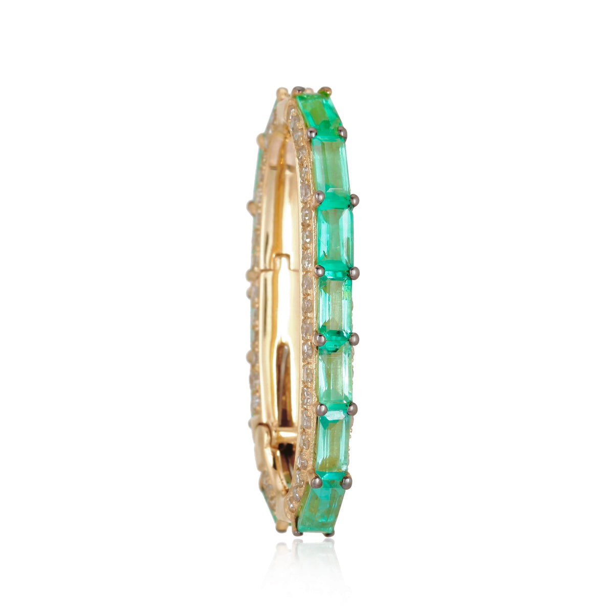 14KT Gold Leila Jumbo Oval Link Chain with Emerald and Diamond Necklace
