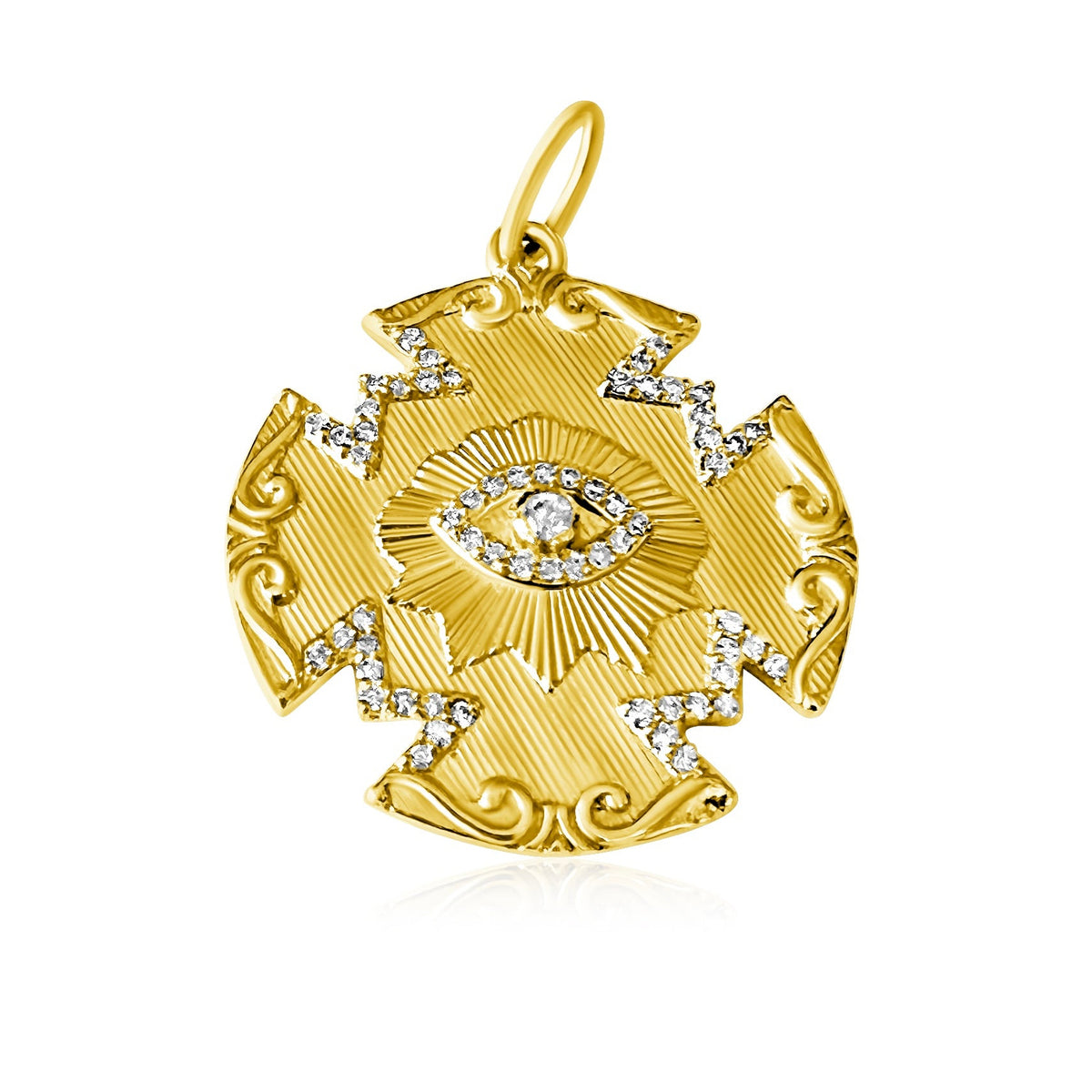 14KT Gold Diamond Axelle Evil Eye Charm Pendant