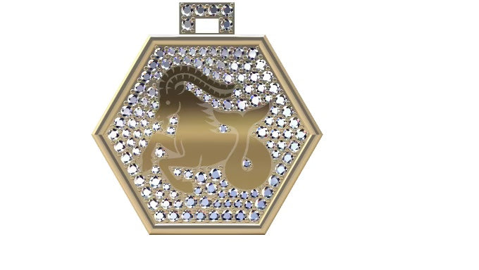 14KT Gold Diamond Bespoke Luxe Zodiac Pendant Charm