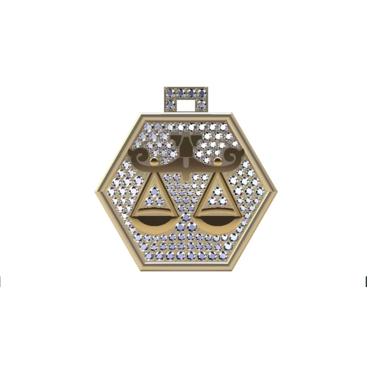 14KT Gold Diamond Bespoke Luxe Zodiac Pendant Charm