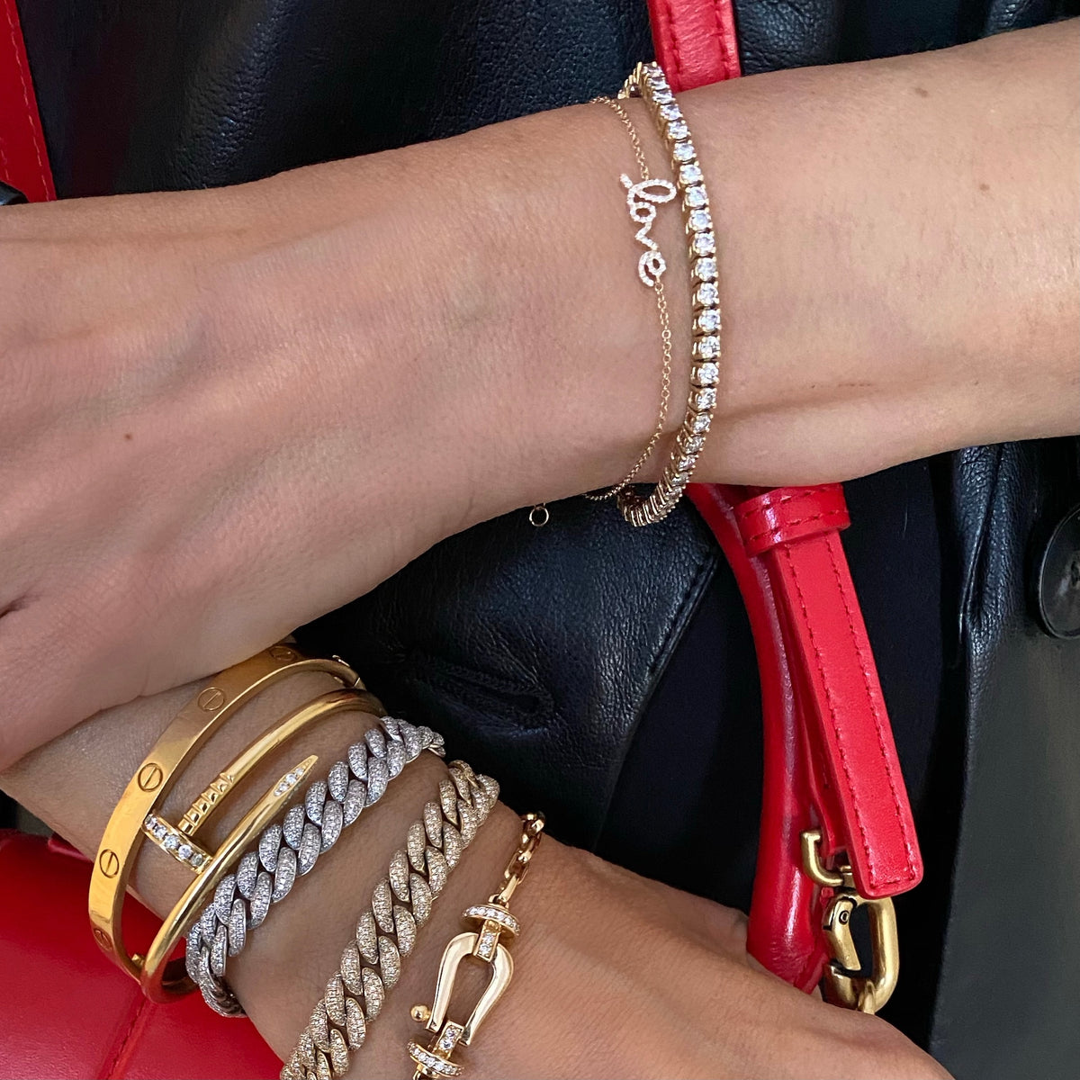 14KT Gold Diamond Mini Love Bracelet