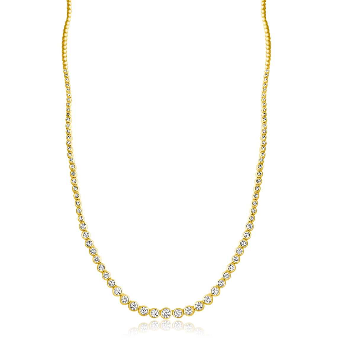 14KT Gold Diamond Lea Bezel Set Tennis Necklace – DilaraSaatci