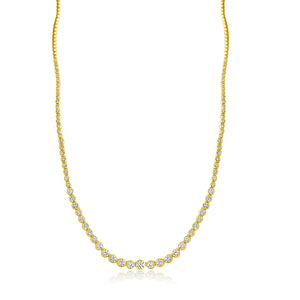 14KT Gold Diamond Lea Bezel Set Tennis Necklace
