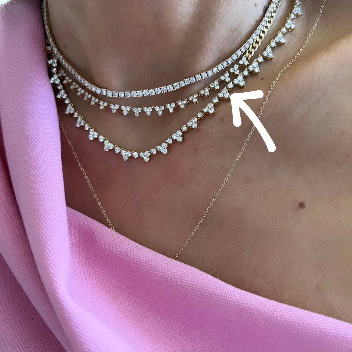 14KT Gold Diamond Grand Cluster Drop Necklace Luxe