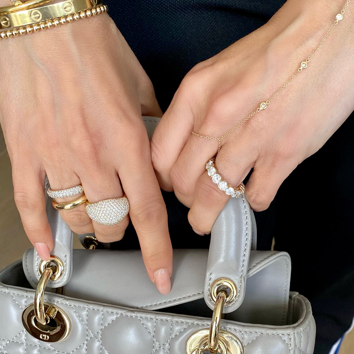 14KT Gold Diamond Luxe Large Dome Ring