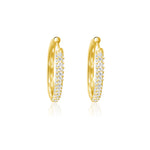 14KT Gold Diamond Oval Huggie Earrings