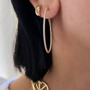 14KT Gold Diamond Dixie Hoop Earrings