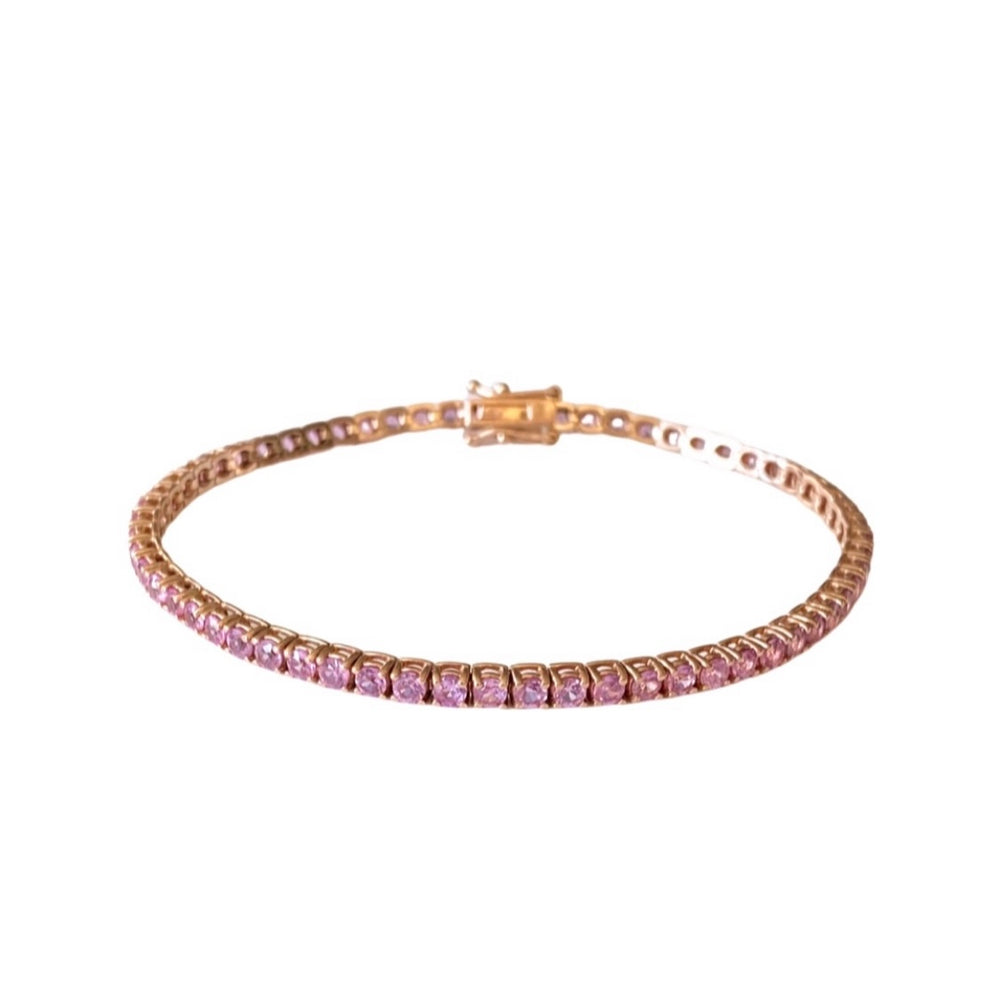 14KT Gold Pink Sapphire Tennis Bracelet