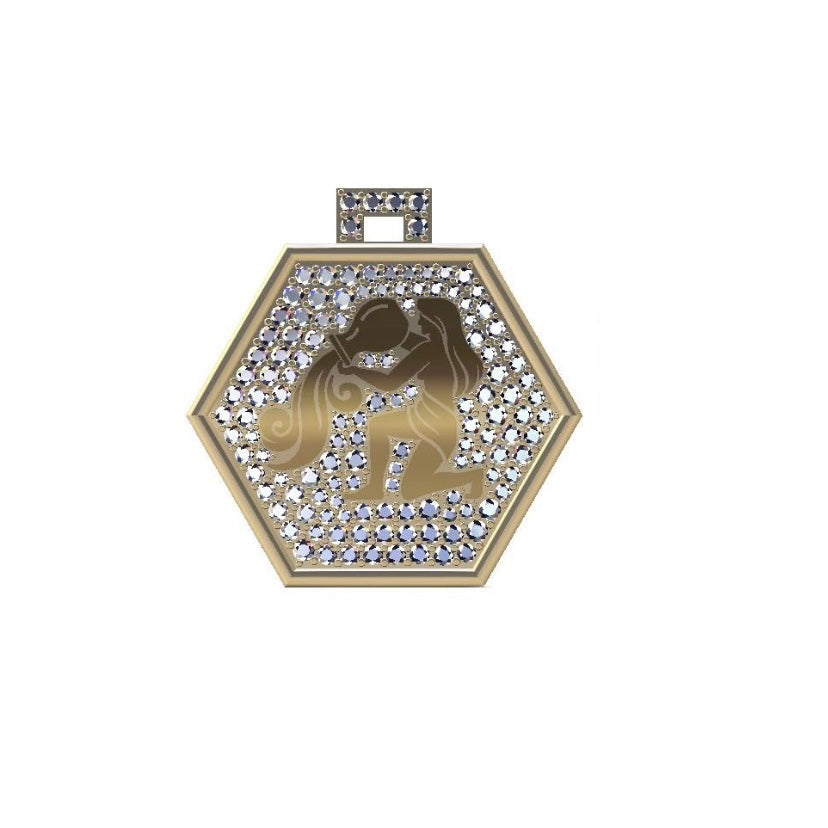 14KT Gold Diamond Bespoke Luxe Zodiac Pendant Charm