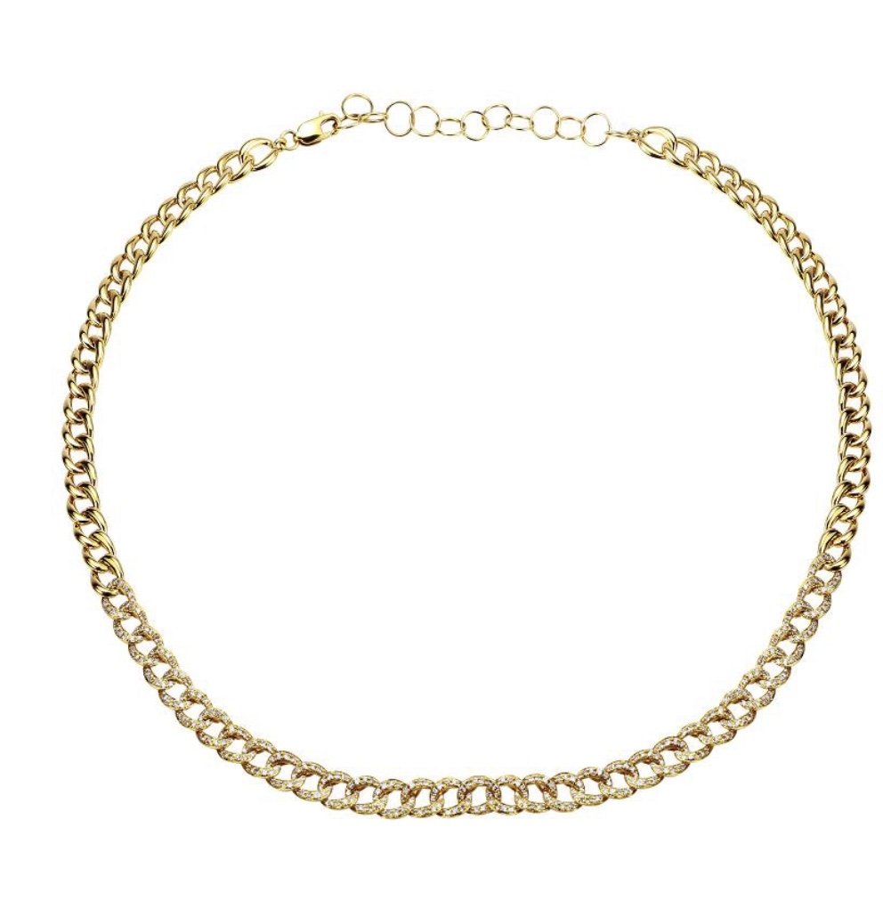 14KT Gold Diamond Cuban Link Necklace
