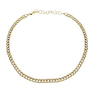 14KT Gold Diamond Cuban Link Choker Necklace, Best Seller! Back in Stock!