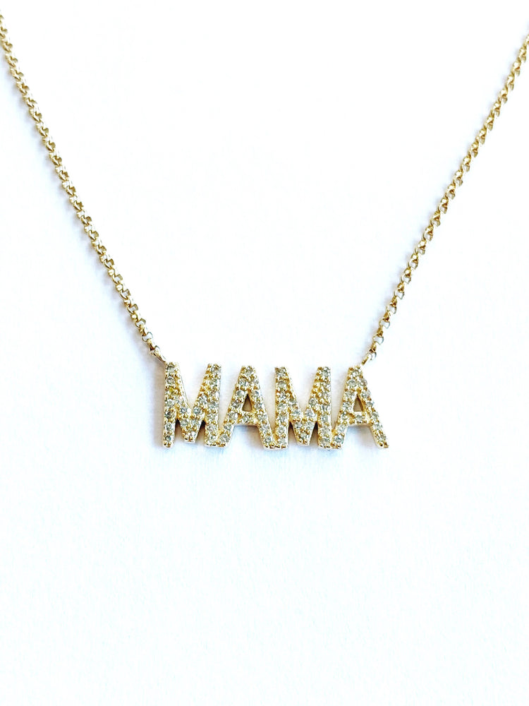 14KT Yellow Gold Diamond MAMA Necklace