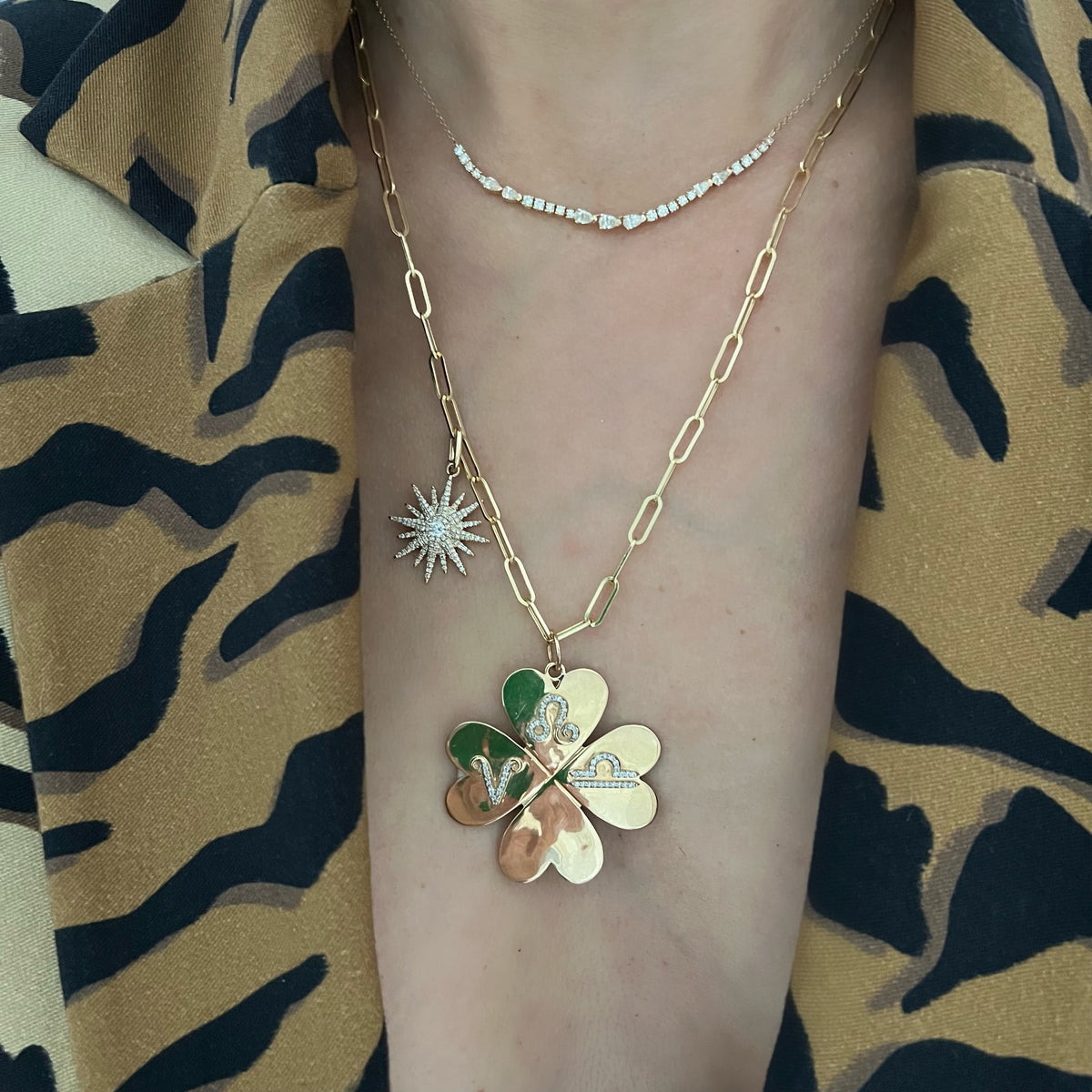 14KT Gold Diamond Colette Star Pendant Charm