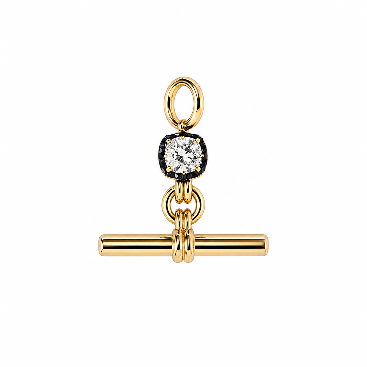 14KT Gold 1ct Square Cushion Lab Diamond Georgian Toggle Bar Pendant