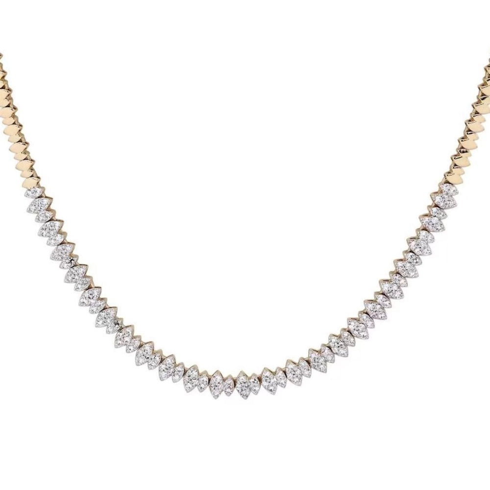 14KT Gold Diamond Dilruba Illusion Marquise Necklace
