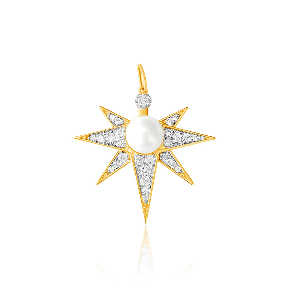 14KT Gold Diamond Perle  Charm Pendant