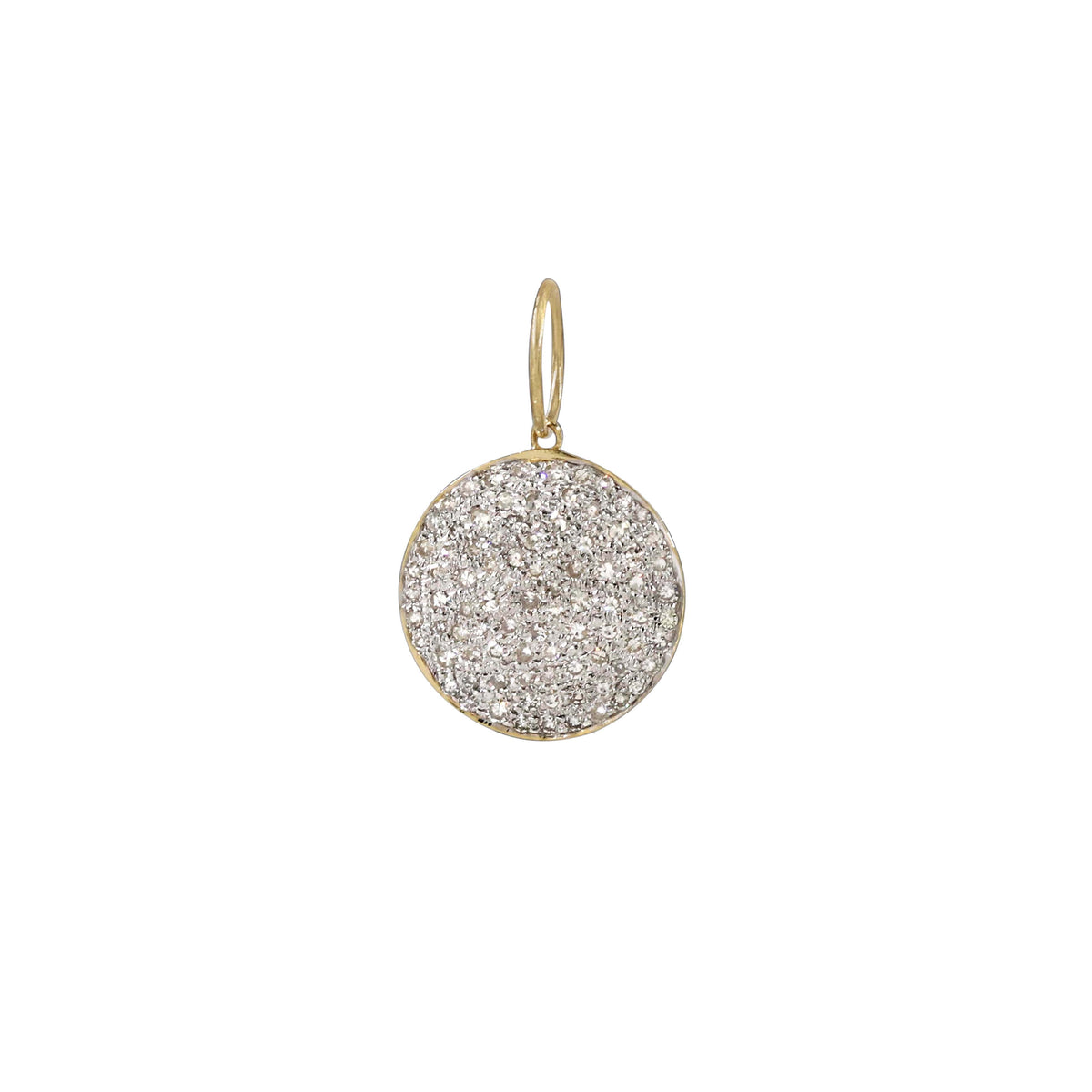 14KT Gold Diamond Small Cora Disk Pendant Charm