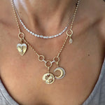 14KT Gold Diamond Fluted Crescent Pendant Charm