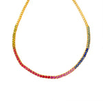 14KT Gold Sapphire Rainbow Luxe Tennis Necklace