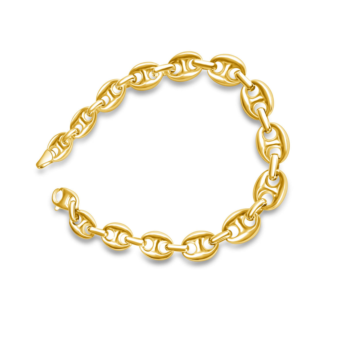 14KT Gold Puffed Mariner Link Chain Bracelet