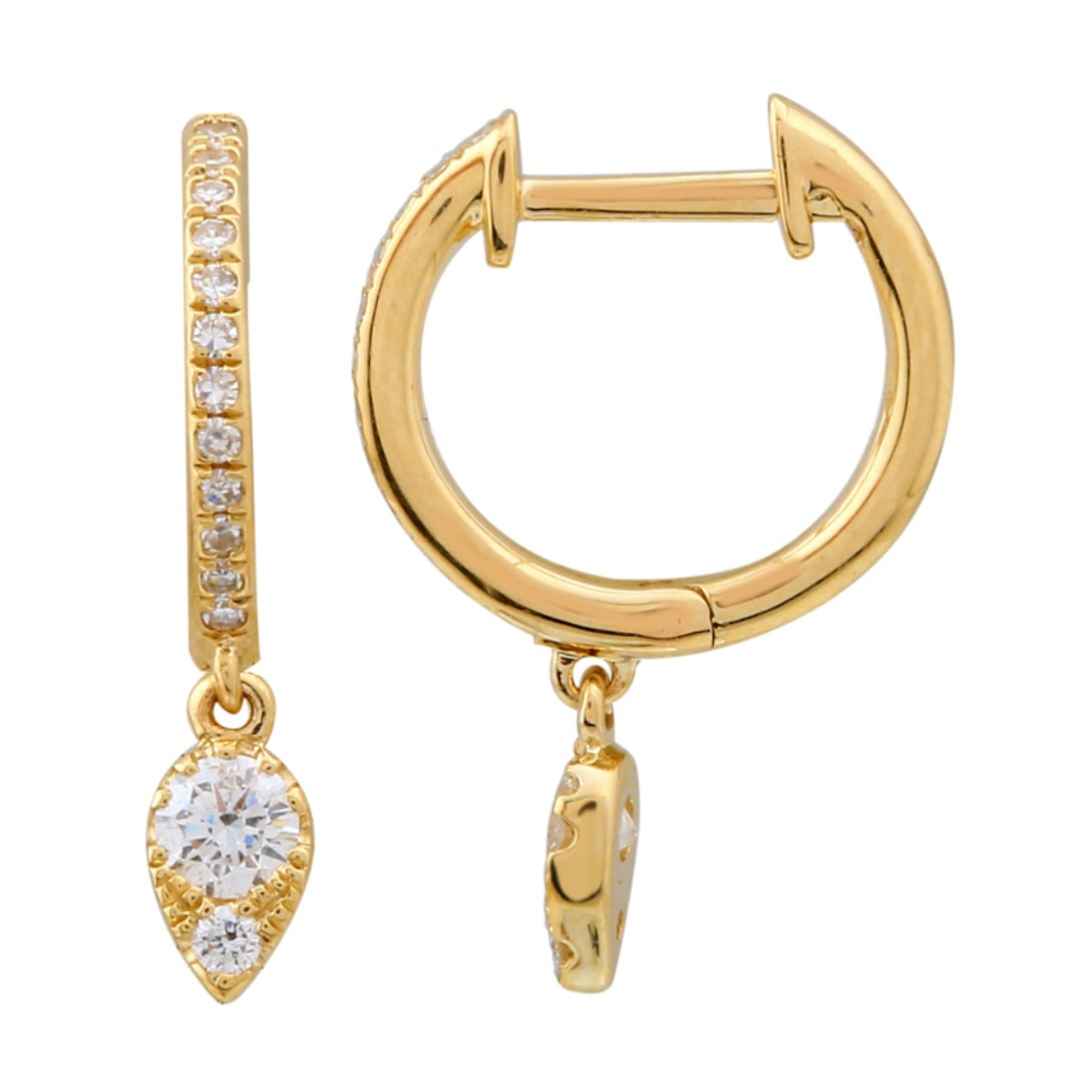 14KT Gold Diamond Kenni Dangling Huggie Earrings