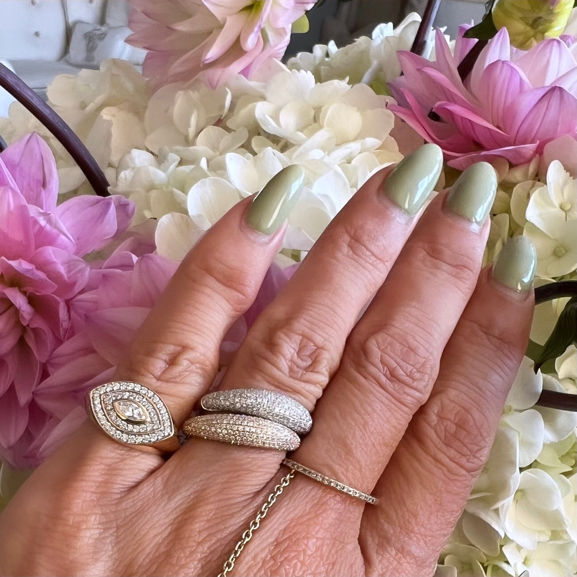 14KT Gold Diamond Dome Ring