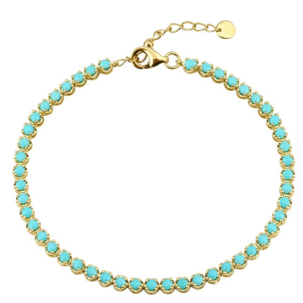 
                
                    Load image into Gallery viewer, 14KT Gold Turquoise Alcina Tennis Bracelet
                
            