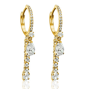 
                
                    Load image into Gallery viewer, 14KT Gold Mixed Shaped Diamond Luxe Huggie Earrings
                
            