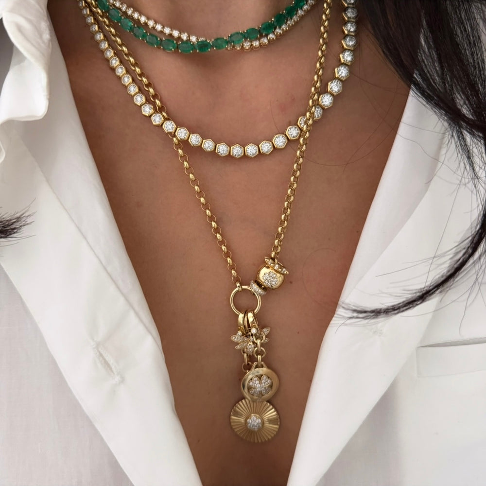 14KT Gold Diamond Clover Bead
