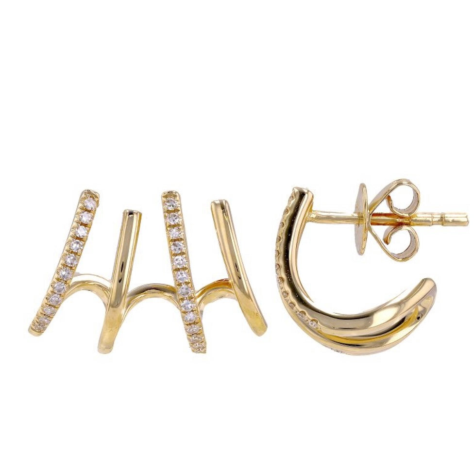 14KT Gold Diamond Lobe Huggy Earrings
