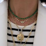 14KT Gold Emerald on Chain Giulietta Tennis Necklace