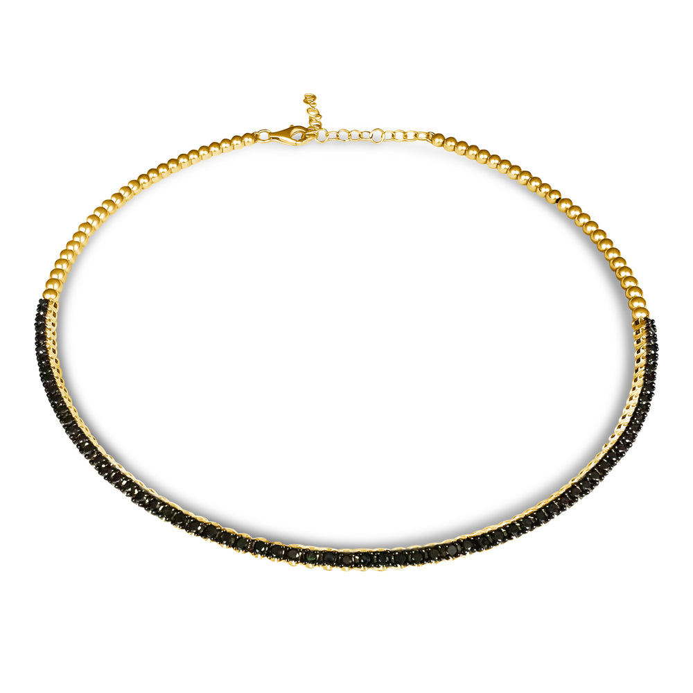 
                
                    Load image into Gallery viewer, 14KT Gold Black Diamond Choker Necklace
                
            