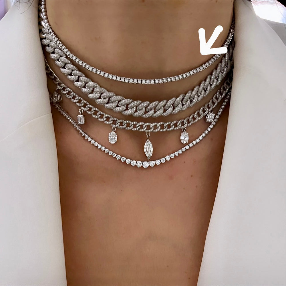 14KT Gold Black / White Diamond Choker Necklace