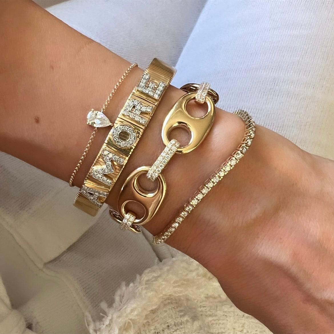 14KT Gold Diamond Luxe Nautical Link Bracelet