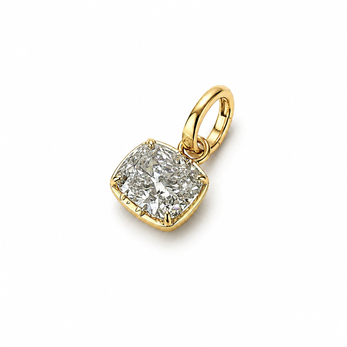 14KT Gold 3.10ct Cushion Lab Diamond Bezel Set Bespoke Pendant