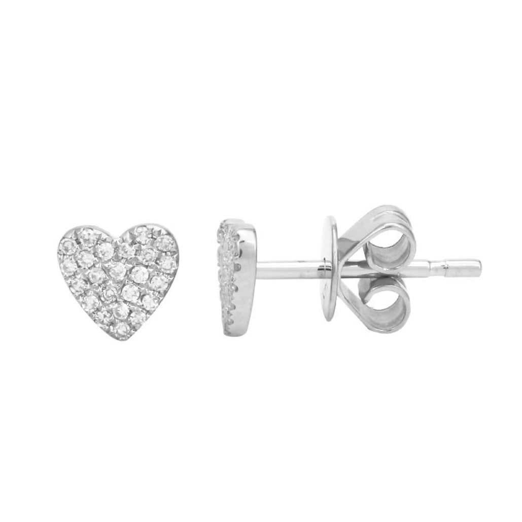 14KT Gold Diamond Petite Heart Stud Earrings