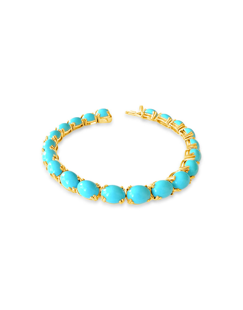 
                
                    Load image into Gallery viewer, 14KT Gold Turquoise Vivienne Tennis Bracelet
                
            