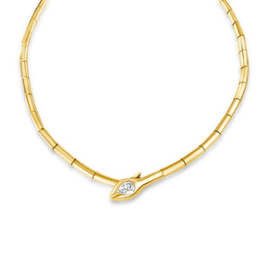 
                
                    Load image into Gallery viewer, 14KT Gold Diamond Snake Necklace
                
            