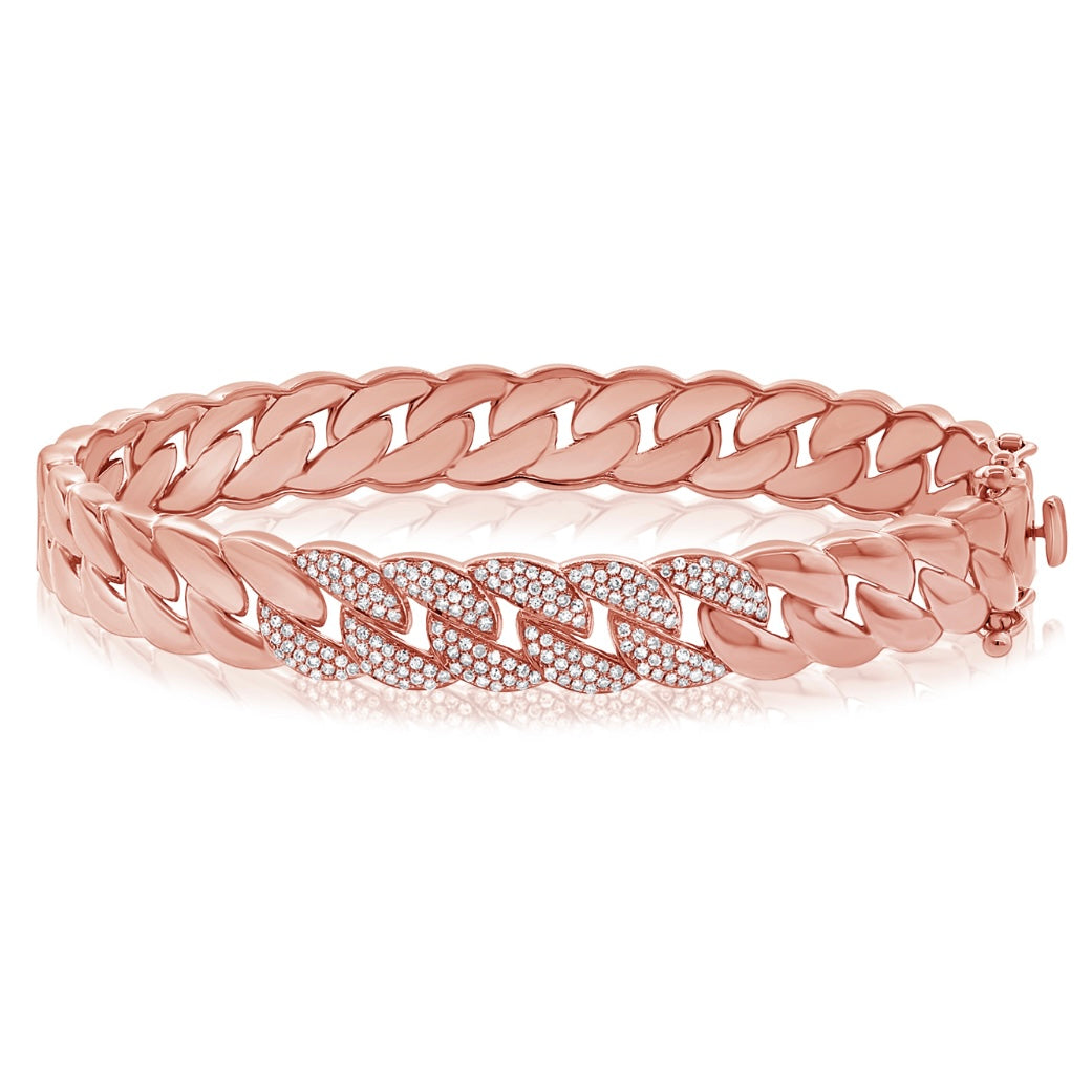 14KT Gold Diamond Alma Link Bangle Bracelet