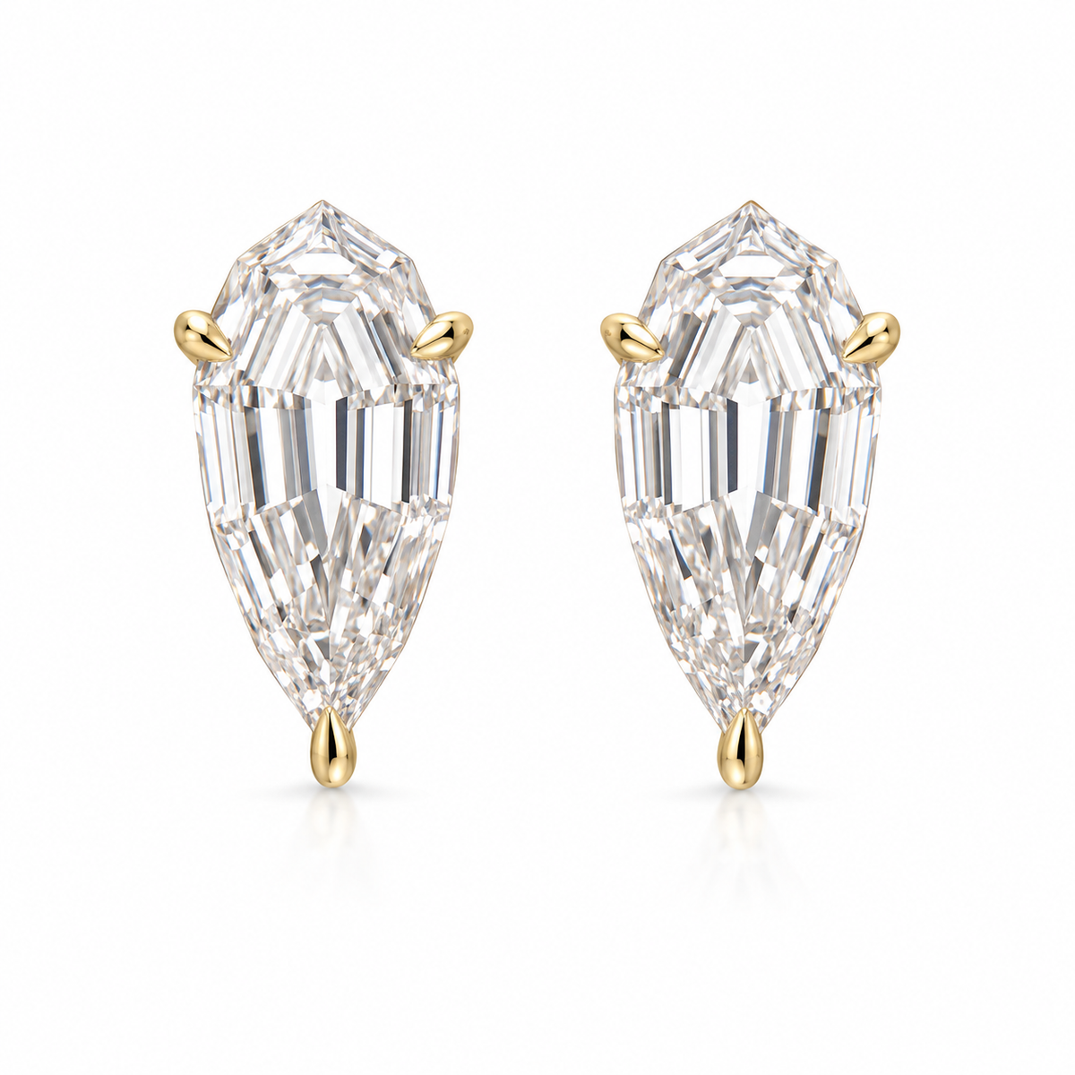 14KT Gold 7ct Step Cut Pear Lab Diamond Stud Earrings